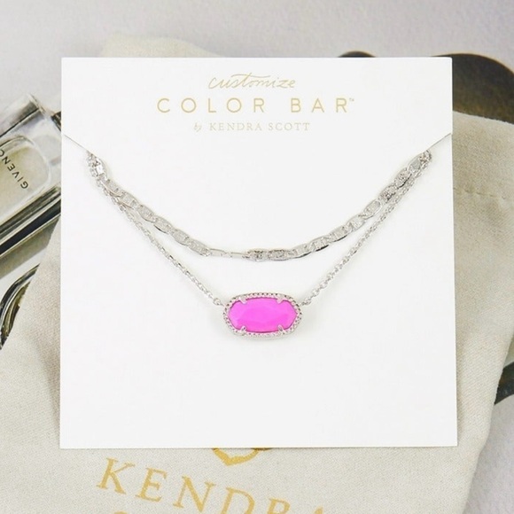 Kendra Scott Jewelry - Kendra Scott Elisa Multi Strands Magenta Pink Necklace Silver Tone
